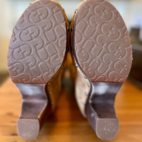 Ugg Arroyo Tall Basketweave Suede Boots Wood Heel Chestnut Size 6 - Like New! - Picture 12 of 14